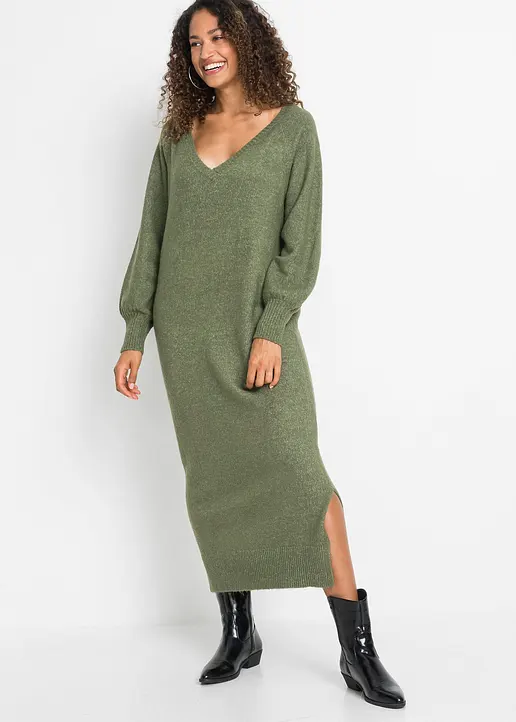 Bonprix Lässiges Oversized Strickkleid In Maxilänge Mit Leichten Ballonärmeln