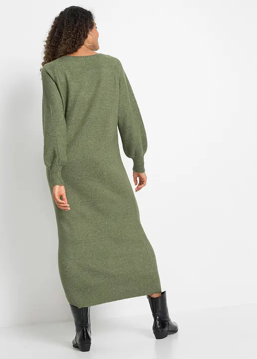 Bonprix Lässiges Oversized Strickkleid In Maxilänge Mit Leichten Ballonärmeln