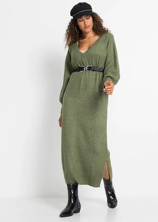 Bonprix Lässiges Oversized Strickkleid In Maxilänge Mit Leichten Ballonärmeln