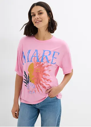 Bonprix Lässiges Oversized T-Shirt Mit Aufdruck - Pink - Damen