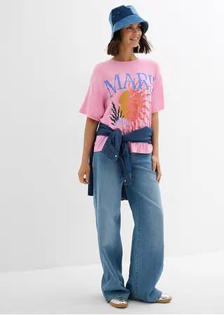 Bonprix Lässiges Oversized T-Shirt Mit Aufdruck - Pink - Damen