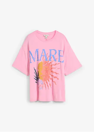bonprix Lässiges Oversized T-Shirt mit Aufdruck - pink - Damen