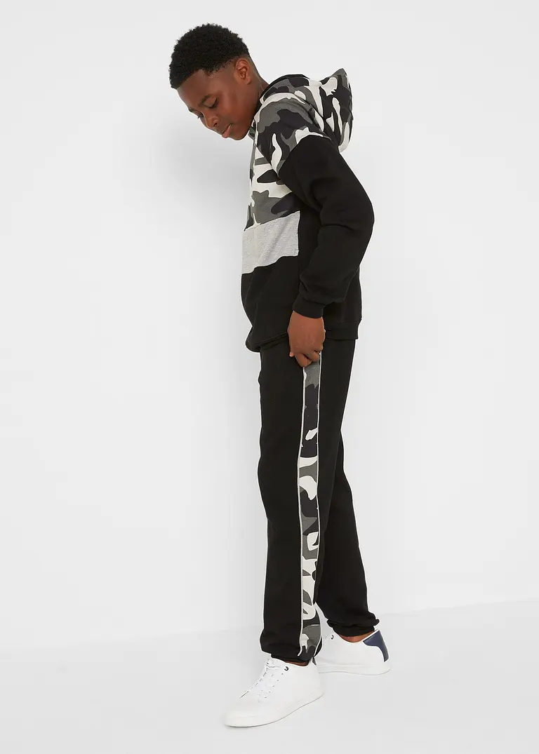 Bonprix Lässiges Set Mit Camouflage-Print - Schwarz Bedruckt