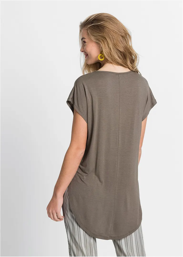 Bonprix Lässiges Shirt Mit Seitenschlitzen - Grün - Damen