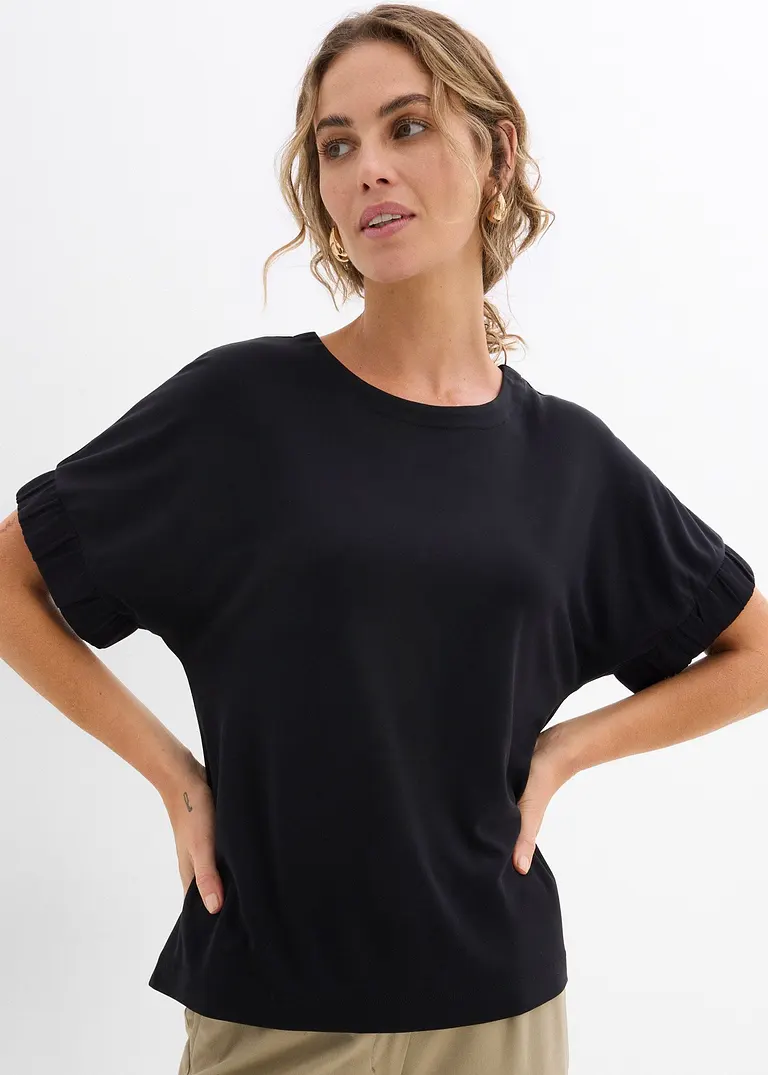 Bonprix Lässiges Shirt Mit Weiten Ärmeln - Schwarz - Damen