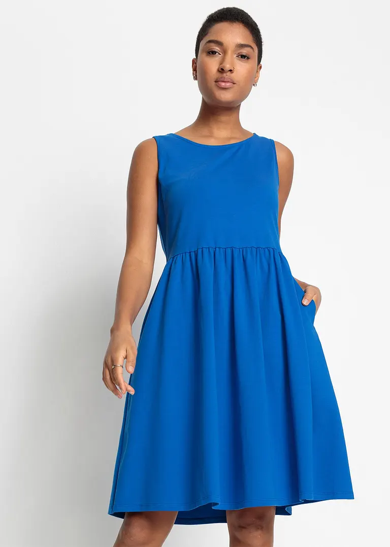 Bonprix Lässiges Shirtkleid Mit Eingriffstaschen - Blau - Damen