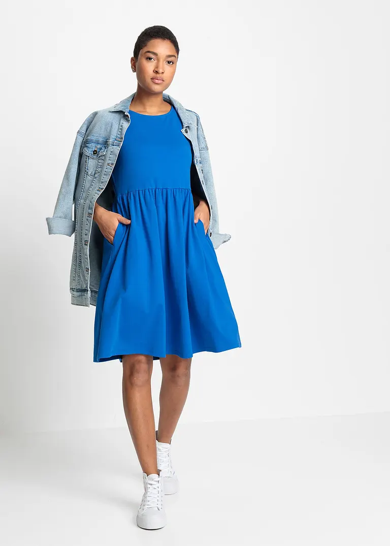 Bonprix Lässiges Shirtkleid Mit Eingriffstaschen - Blau - Damen