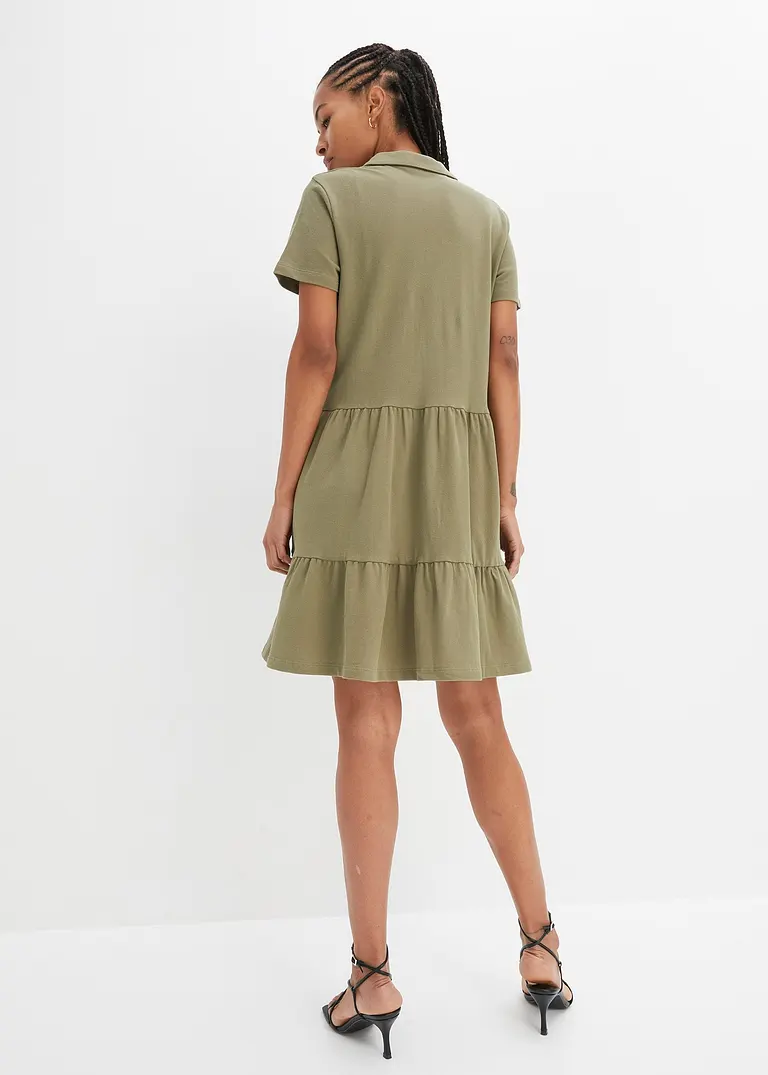 Bonprix Lässiges Shirtkleid Mit Polokragen - Grün - Damen