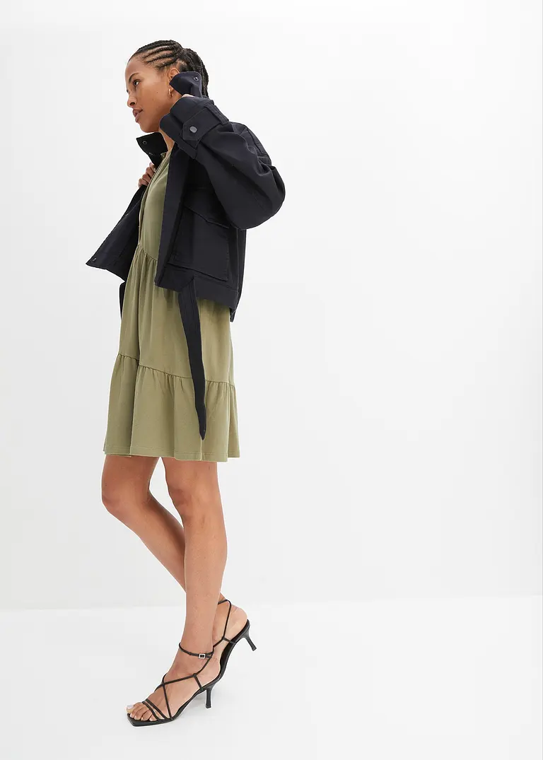 Bonprix Lässiges Shirtkleid Mit Polokragen - Grün - Damen