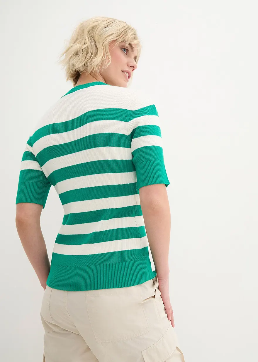 Bonprix Lässiges Strick-Shirt Mit Streife - Grün - Damen