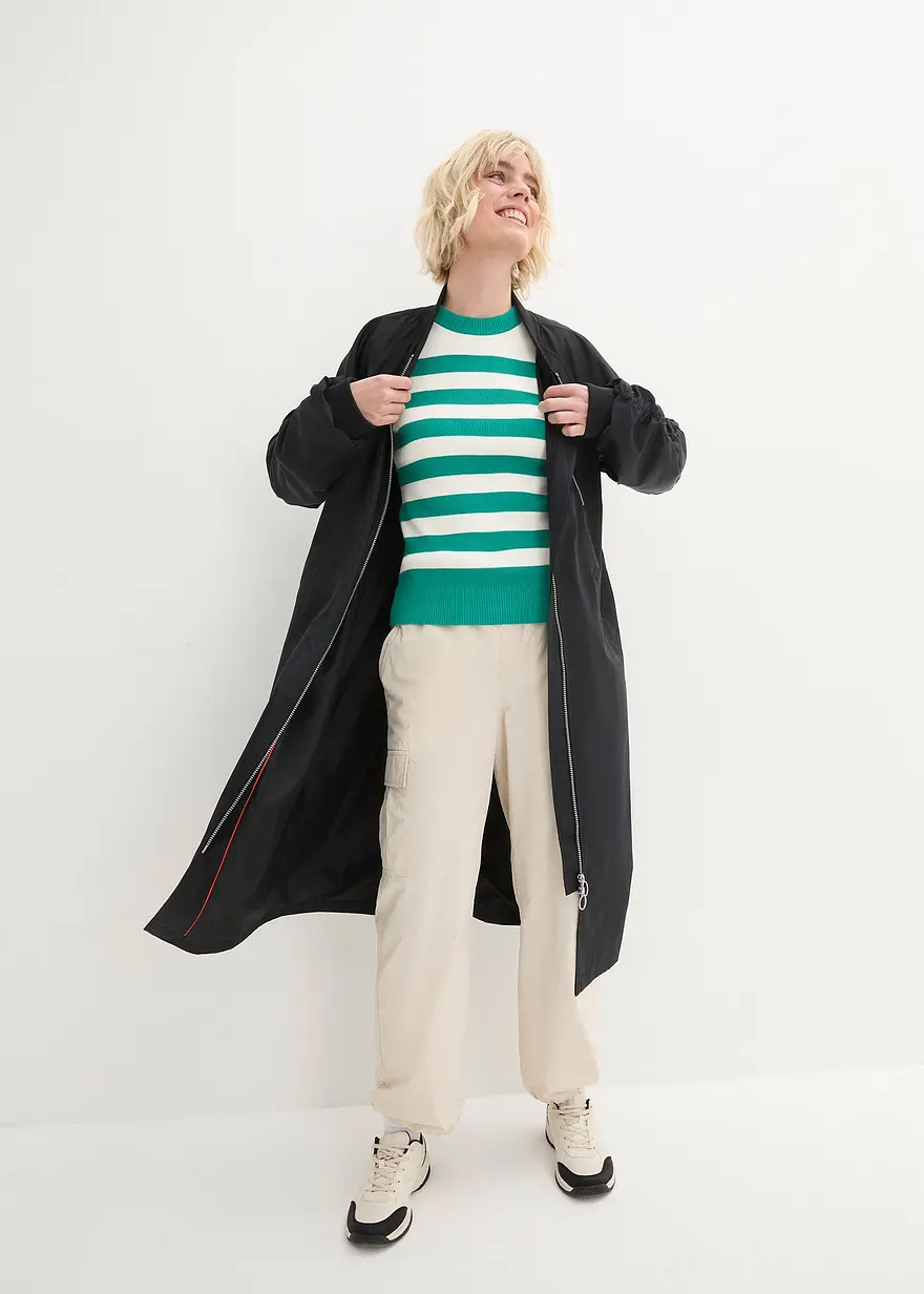 Bonprix Lässiges Strick-Shirt Mit Streife - Grün - Damen