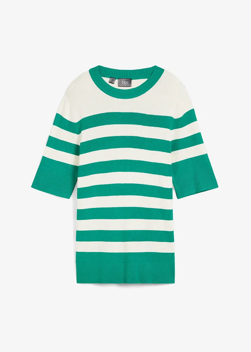 bonprix Lässiges Strick-Shirt mit Streife - grün - Damen