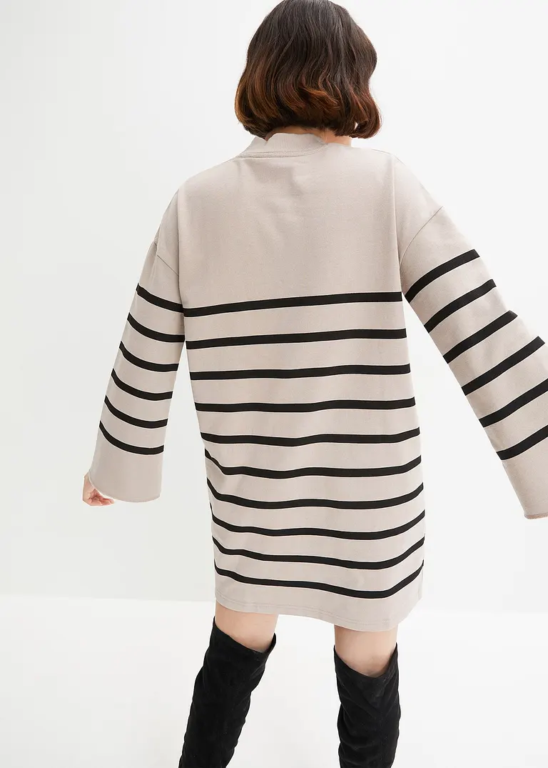 Bonprix Lässiges Sweatkleid Im Angesagten Streifen-Look - Grau
