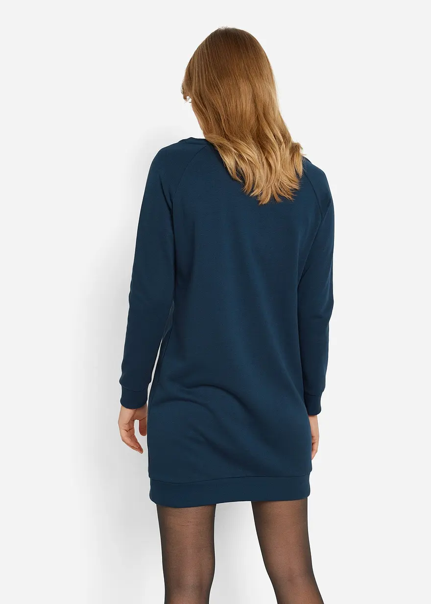 Bonprix Lässiges Sweatkleid Mit Rippbund - Blau - Damen