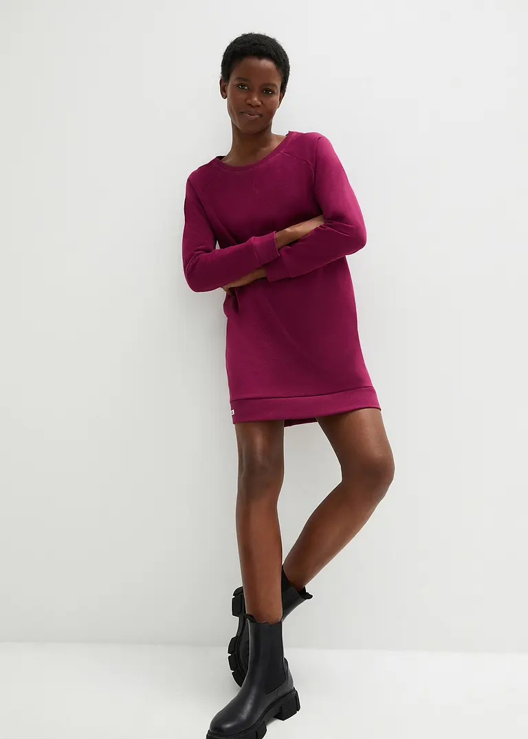 Bonprix Lässiges Sweatkleid Mit Rippbund - Lila - Damen