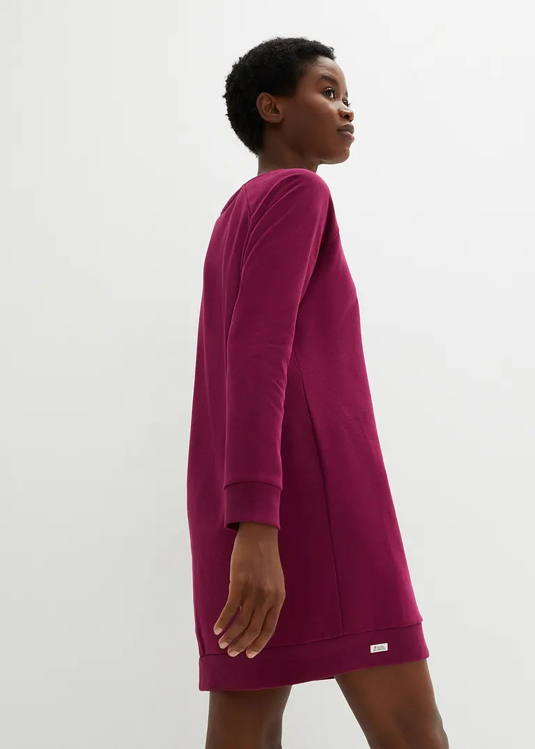 Bonprix Lässiges Sweatkleid Mit Rippbund - Lila - Damen