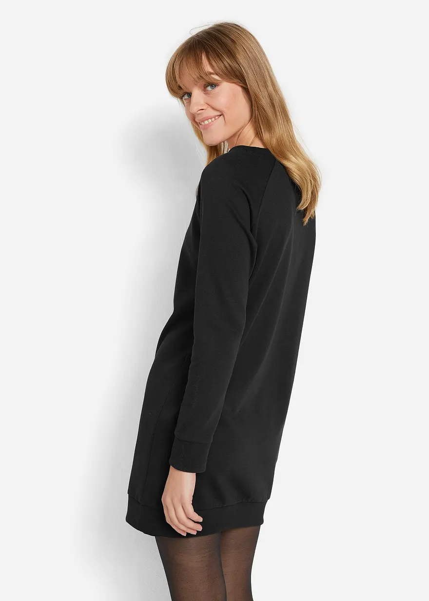 Bonprix Lässiges Sweatkleid Mit Rippbund - Schwarz - Damen