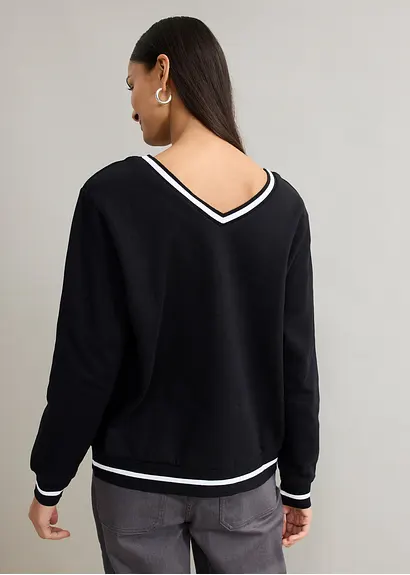 Bonprix Lässiges Sweatshirt Aus Reiner Bio-Baumwolle Mit Tiefem V-Ausschnitt