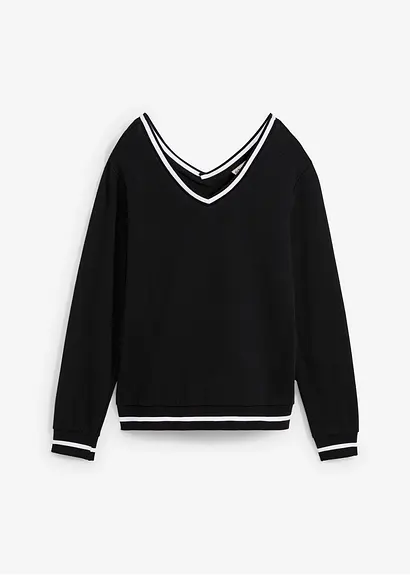 bonprix Lässiges Sweatshirt aus reiner Bio-Baumwolle mit tiefem V-Ausschnitt