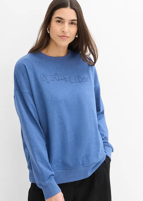 Bonprix Lässiges Sweatshirt Mit Bestickung - Blau - Damen