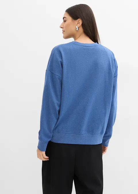 Bonprix Lässiges Sweatshirt Mit Bestickung - Blau - Damen