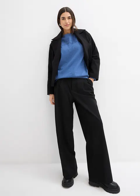 Bonprix Lässiges Sweatshirt Mit Bestickung - Blau - Damen
