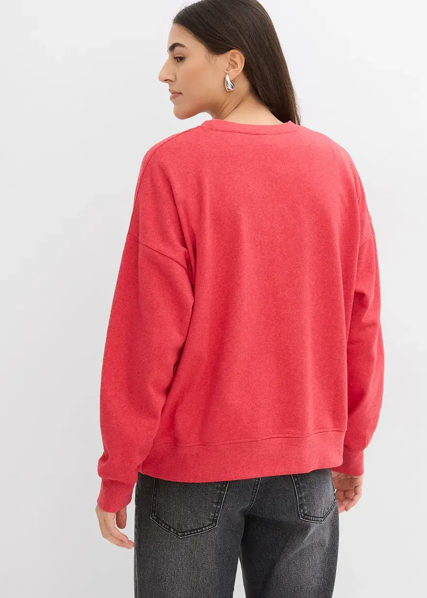 Bonprix Lässiges Sweatshirt Mit Bestickung - Rot - Damen