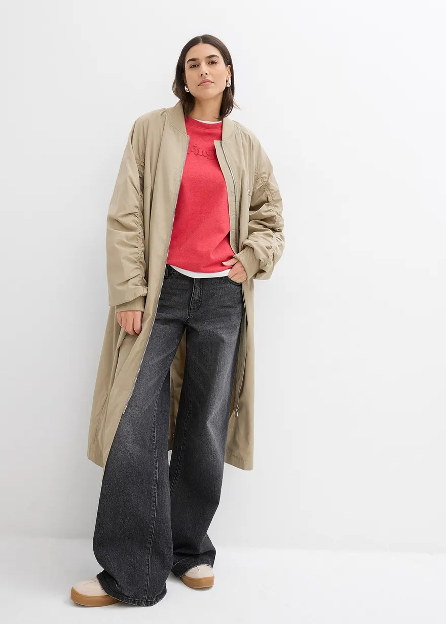 Bonprix Lässiges Sweatshirt Mit Bestickung - Rot - Damen