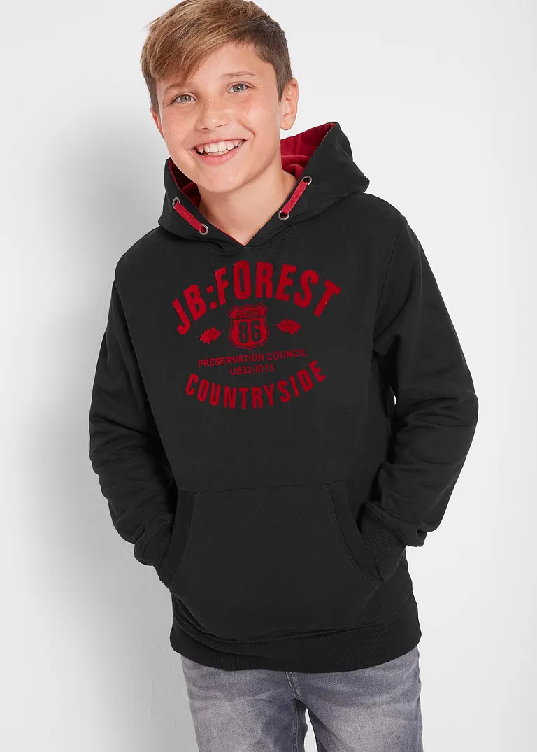 Bonprix Lässiges Sweatshirt Mit Frontdruck - Schwarz - Kinder