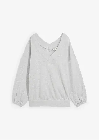 bonprix Lässiges Sweatshirt mit V-Ausschnitt - grau - Damen