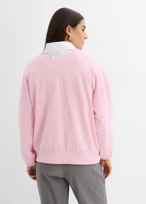 Bonprix Lässiges Sweatshirt Mit V-Ausschnitt - Rosa - Damen