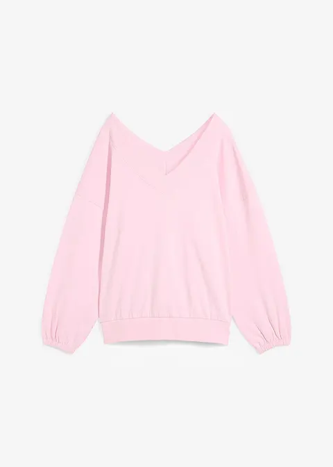 bonprix Lässiges Sweatshirt mit V-Ausschnitt - rosa - Damen