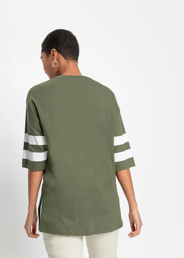Bonprix Lässiges T-Shirt Im Oversized-Look Mit Statement-Print - Grün