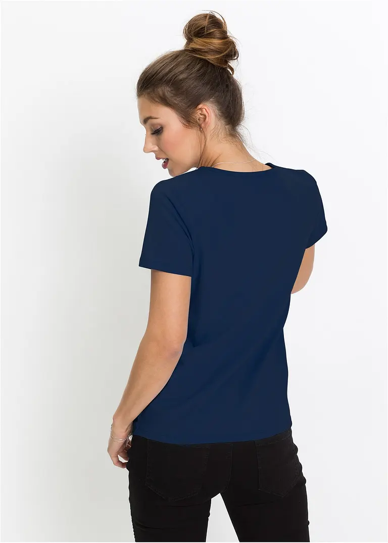 Bonprix Lässiges T-Shirt Mit Druck Vorne - Blau - Damen