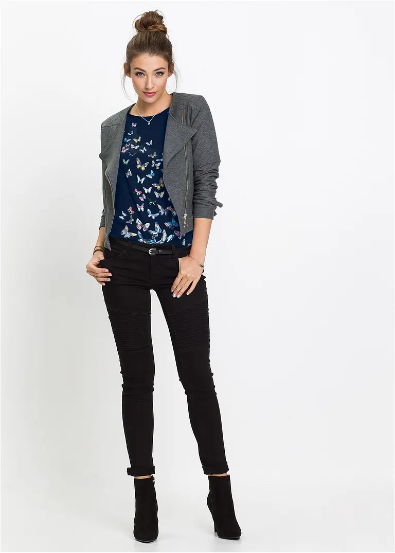 Bonprix Lässiges T-Shirt Mit Druck Vorne - Blau - Damen