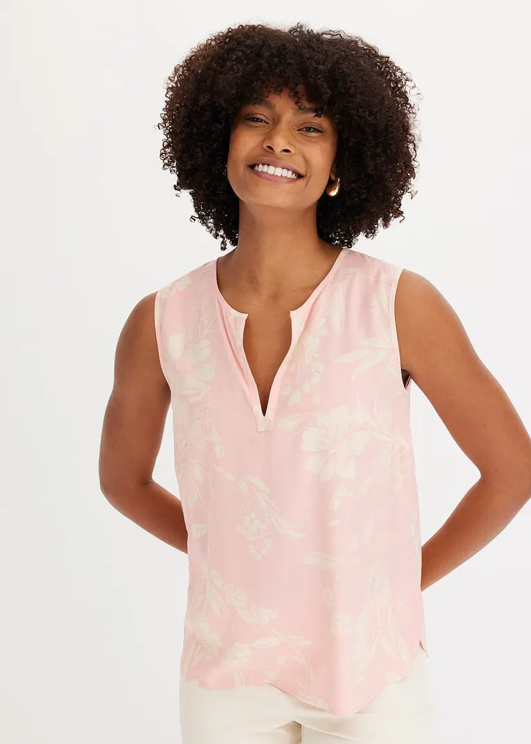 Bonprix Lässiges Viscose Top Mit Kleinen Seitenschlitzen - Rosa