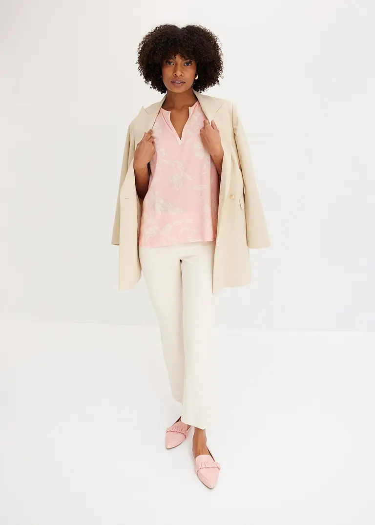 Bonprix Lässiges Viscose Top Mit Kleinen Seitenschlitzen - Rosa