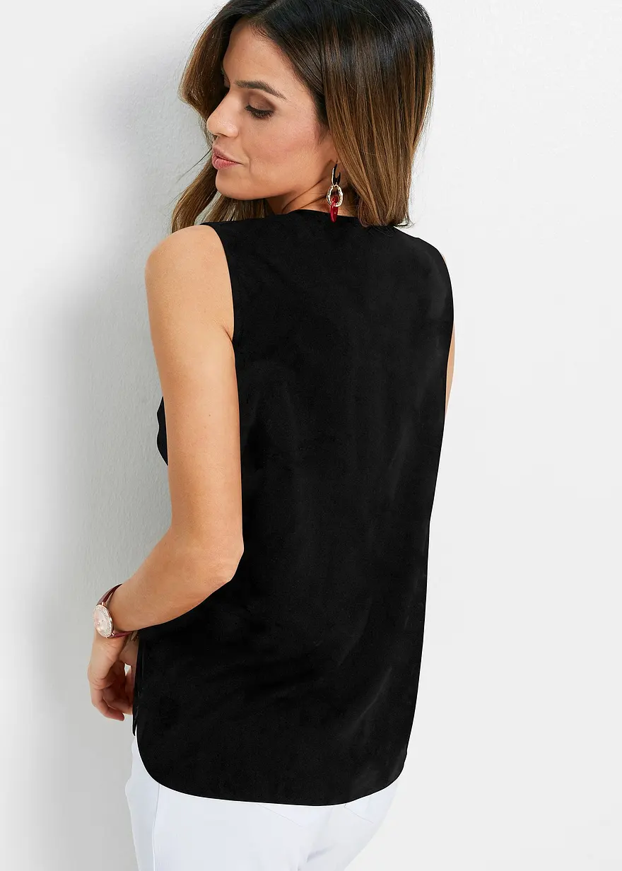 Bonprix Lässiges Viscose Top Mit Kleinen Seitenschlitzen - Schwarz