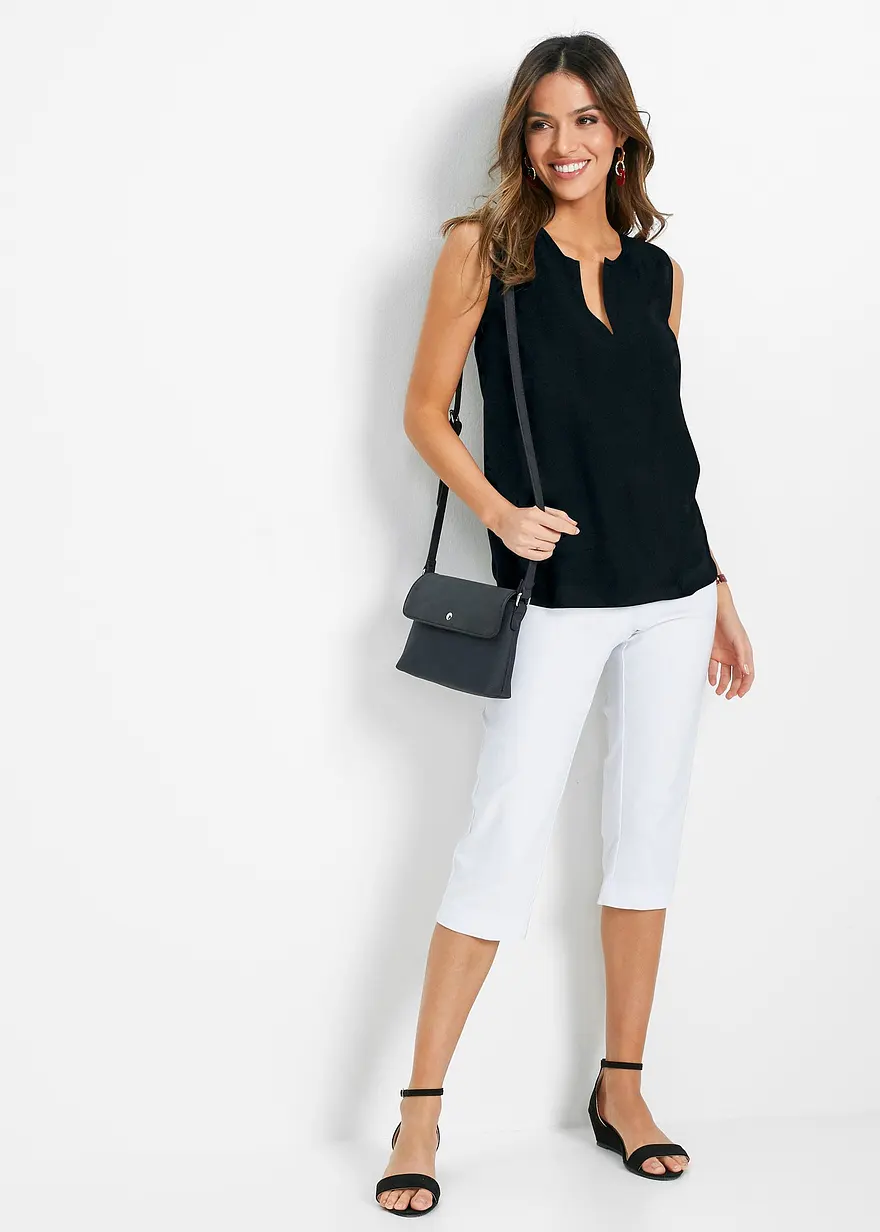 Bonprix Lässiges Viscose Top Mit Kleinen Seitenschlitzen - Schwarz