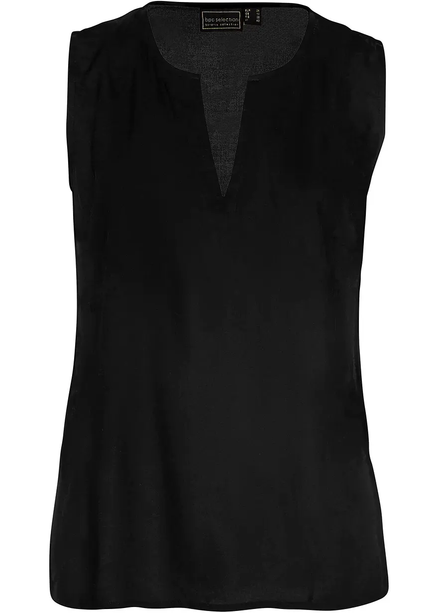 bonprix Lässiges Viscose Top mit kleinen Seitenschlitzen - schwarz