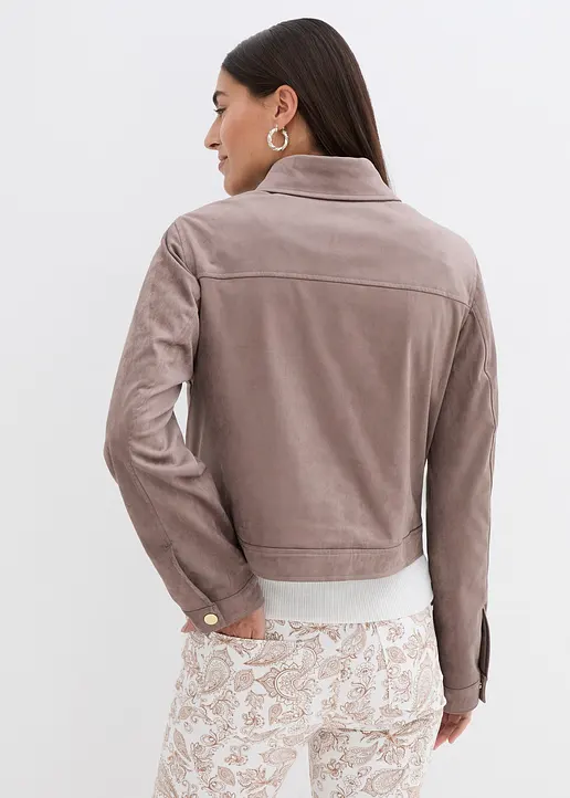 Bonprix Lederimitat Jacke Mit Taschen Und Knopfleiste - Braun