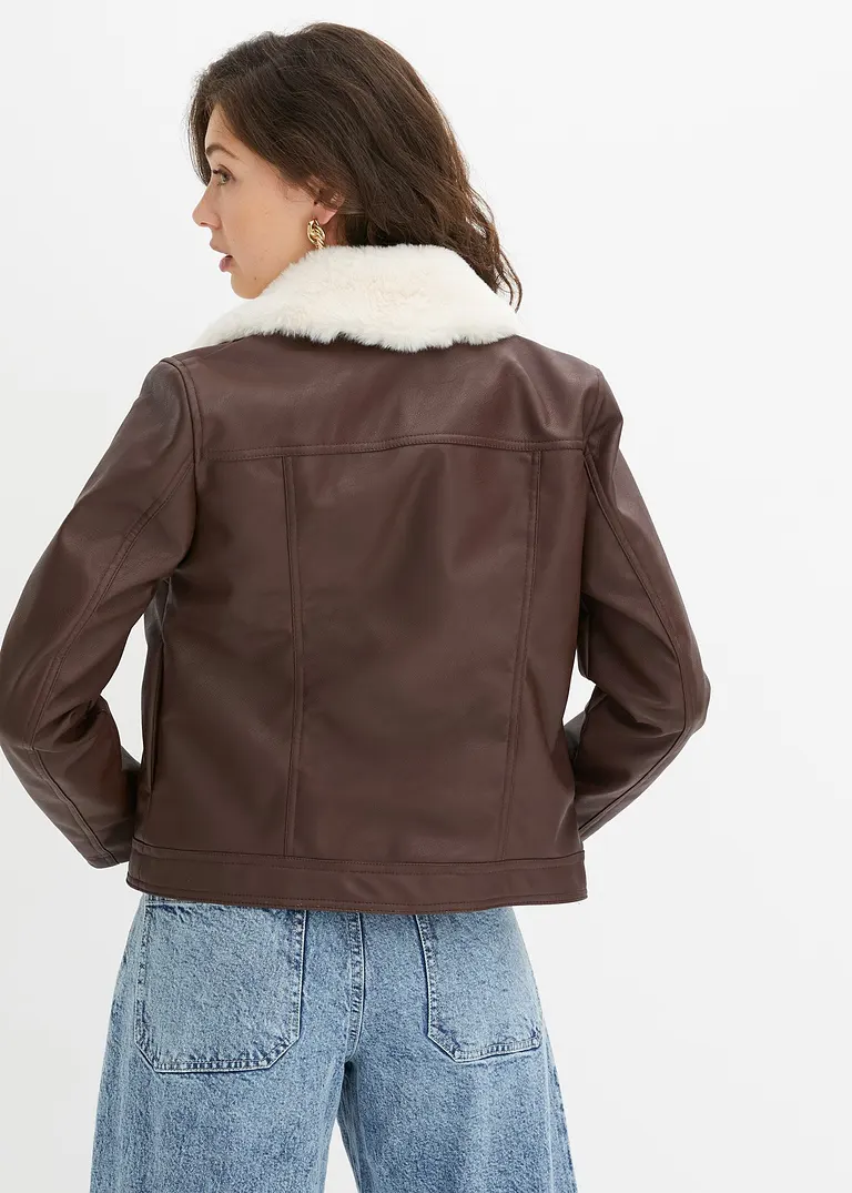 Bonprix Lederimitat Pilotenjacke Mit Stylischem Kragen - Braun