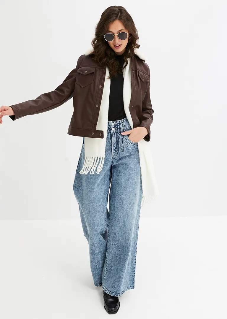 Bonprix Lederimitat Pilotenjacke Mit Stylischem Kragen - Braun