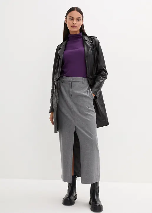 Bonprix Lederjacke Mit Tragevarianten: In Der Kurzen Version Als Bikerjacke Oder In Der Langen Version Als Trenchcoat Zu Tragen
