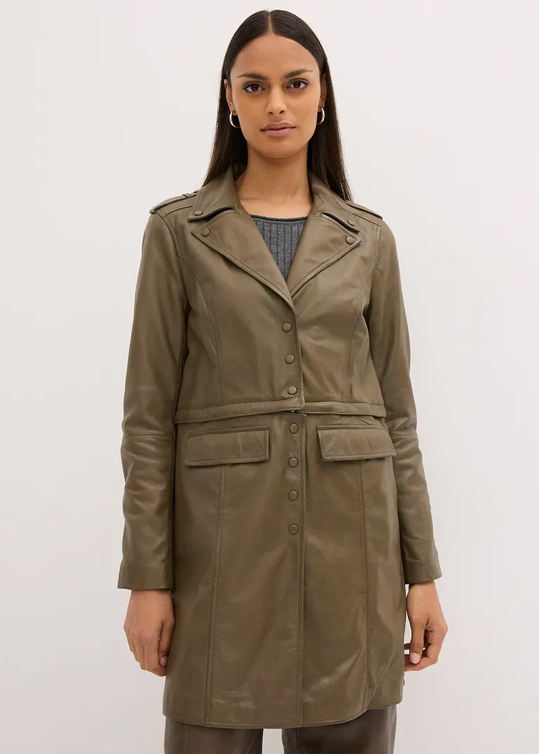 Bonprix Lederjacke Mit Tragevarianten: In Der Kurzen Version Als Bikerjacke Oder In Der Langen Version Als Trenchcoat Zu Tragen