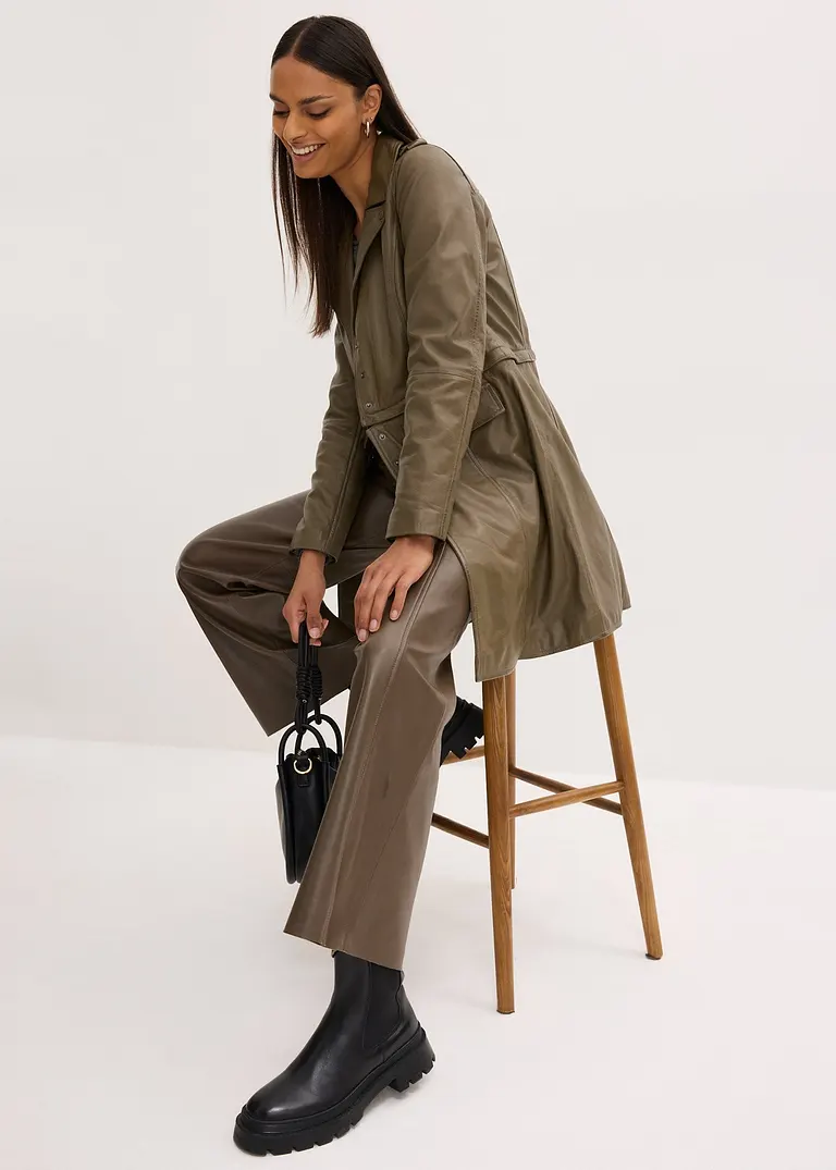 Bonprix Lederjacke Mit Tragevarianten: In Der Kurzen Version Als Bikerjacke Oder In Der Langen Version Als Trenchcoat Zu Tragen