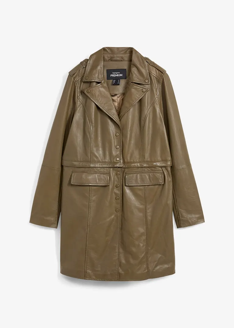 bonprix Lederjacke mit Tragevarianten: in der kurzen Version als Bikerjacke oder in der langen Version als Trenchcoat zu tragen