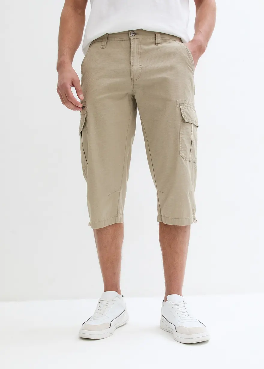 Bonprix Legere Cargobermuda In 3/4-Länge Mit Vielen Taschen - Grün