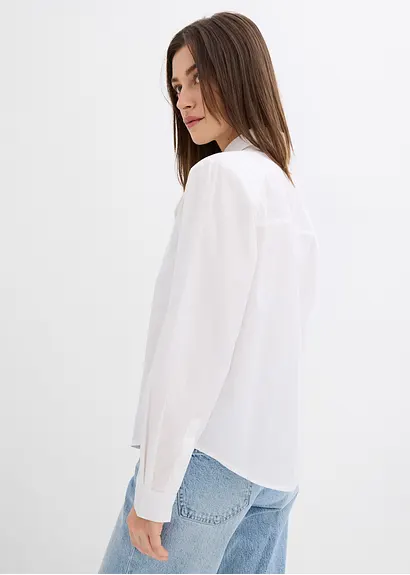 Bonprix Legere Hemdbluse Mit Langen Ärmeln Schulterpolstern Und Zwei Brusttaschen Vorne