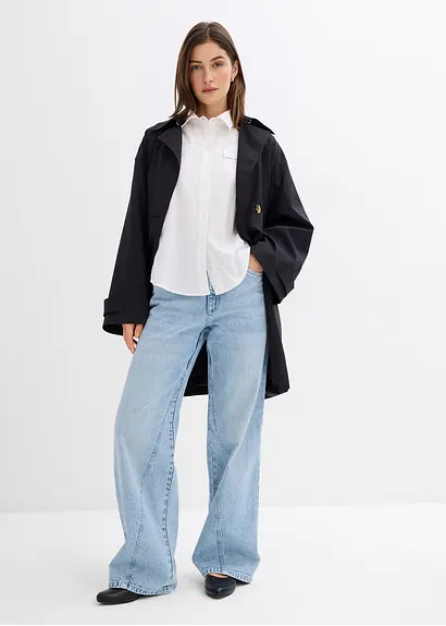 Bonprix Legere Hemdbluse Mit Langen Ärmeln Schulterpolstern Und Zwei Brusttaschen Vorne